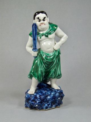 Good Antique / Vintage Japanese Kutani Porcelain Figurine Fierce Warrior Taisho