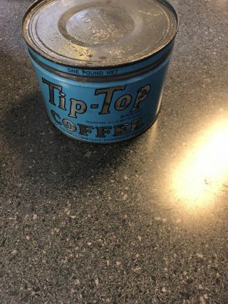 Antique Vintage Tiptop Coffee Tin Can With Lid 1lb Can