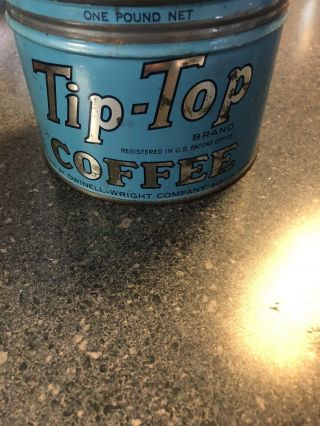 ANTIQUE VINTAGE TIPTOP COFFEE TIN CAN WITH LID 1LB CAN 2