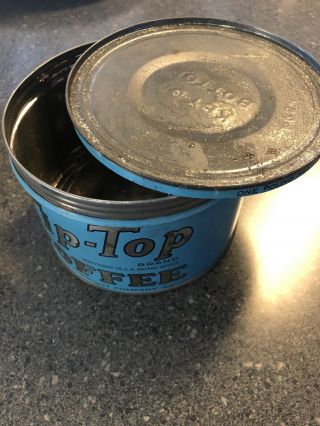 ANTIQUE VINTAGE TIPTOP COFFEE TIN CAN WITH LID 1LB CAN 3