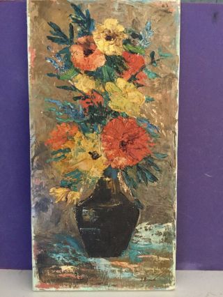 Vintage Abstract Still Life Painting Signed - J.  Brown