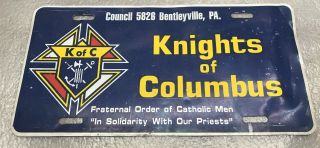 Vtg Knights Of Columbus License Plate Council 5826 Bentleyville Pa