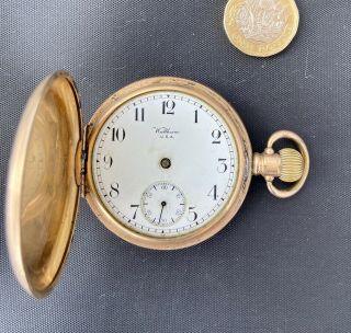 Antique Full Hunter Gold - Plated Waltham Pocket Watch (not)