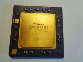 Vintage Toshiba Cpu Chip,  Tc86r10000 - 195,  Gold Plated