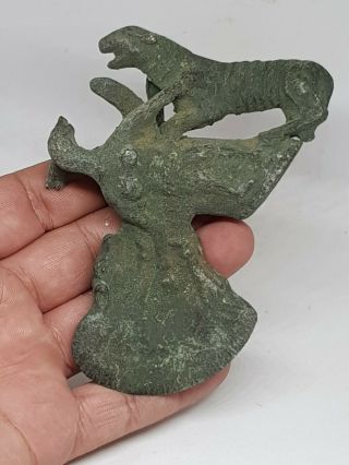 Extremely Rare Luristan Bronze War Ax With Animal Figures 900 Bc 412 Gr 119 Mm