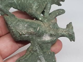 EXTREMELY RARE LURISTAN BRONZE WAR AX WITH ANIMAL FIGURES 900 BC 412 GR 119 MM 3