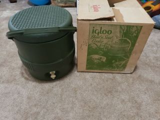 Vintage Igloo 3 Gallon Seat Top Water Cooler Beverage Jug Spigot Dispenser &box