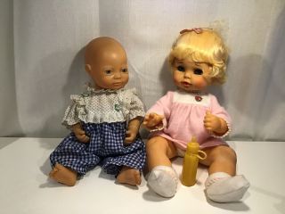 Two Vintage Dolls 36cm & 41cm Tall.  Both In Cloths 316