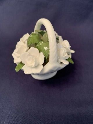 Vintage Aynsley Porcelain Flowers In Basket With Handle China Porcelain English