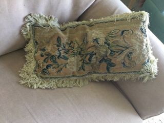 Antique Verdure Tapestry Cushion - Flowers - Greens/blues