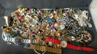 ☆junk Drawer Jewelry Lot☆mixed Vintage To Modern☆watches Earrings Necklaces,  ☆