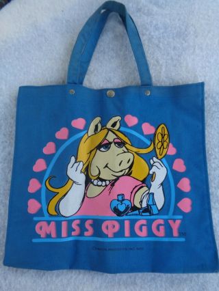 Vintage Miss Piggy 1982 Tote Bag - Muppets Cartoon Jim Henson - 3 " X 12 " X 13 "
