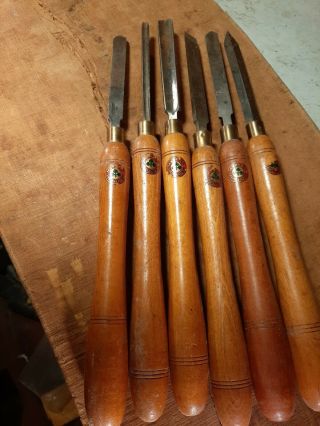 Vintage Set Of 6 Marples Wood Turning Tools Chisels Gouges Sheffield England