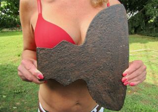 Very Large,  7 Lb 11 Oz.  Antique/vintage Broad Head Hewing Axe Head,  With 12 " Bit