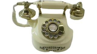 Vintage Antique Retro Delicate European Rotary Handset Desk Ivory Telephone 1974