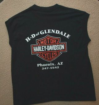 Vintage " 1983 " Harley - Davidson Muscle T - Shirt Phoenix,  Az.  Black Sleeveless Sz:xl