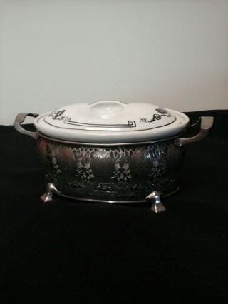 Vintage Royal Rochester 1166 Serving Covered Dish W/ Silver Stand