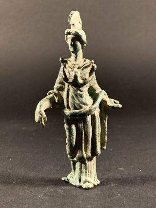 V Rare Ancient Gallo Roman Bronze Statuette Of Goddess Fortuna - 1st Century Ad