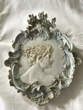 Vintage Hand Painted French Chateau Style Lady Porcelain 23/410 Wall Decor