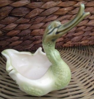 Vintage Hull Duck Planter Jewelry Holder Goose Swan Pottery Ceramic,  Green