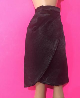 Htf Vintage Barbie Fashion Pak Black Satin Wrap Skirt,  1960’s