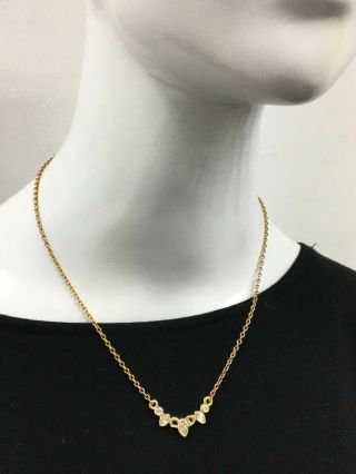 Auth Vintage Christian Dior Gold Tone Plated Cd Charm Rhinestone Chain Necklace