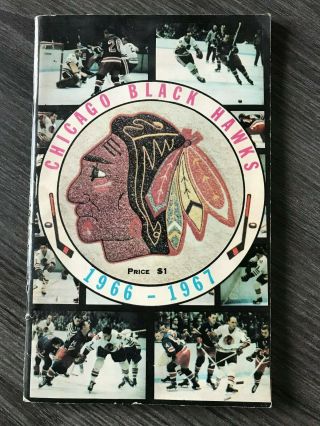 1966 1967 Chicago Blackhawks Hockey Media Guide Yearbook Program W/3 Autographs