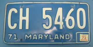 1971 1972 Maryland License Plate