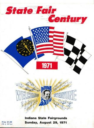 1971 Indiana State Fairgrounds Usac Stock Car Race Program Bobby Unser Winner