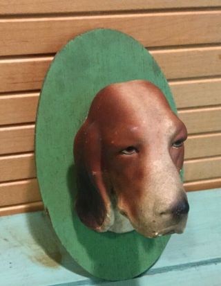 Vintage Hound Dog Figurine Wall Plaque,  Japan,  5”