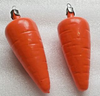 2 Old Antique Vintage Ussr Russian Glass Christmas Ornaments Decorations Carrots