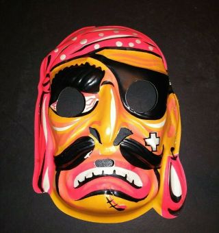 Vintage Pirate Halloween Plastic Mask Trick Treat Similar To Ben Cooper