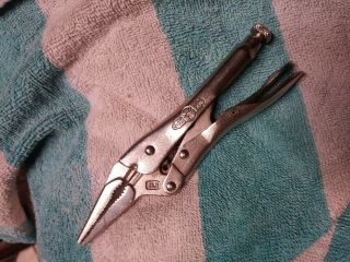 Vintage Petersen 6ln Long Nose Vise - Grip Pliers With Wire Cutter,  Made In Usa