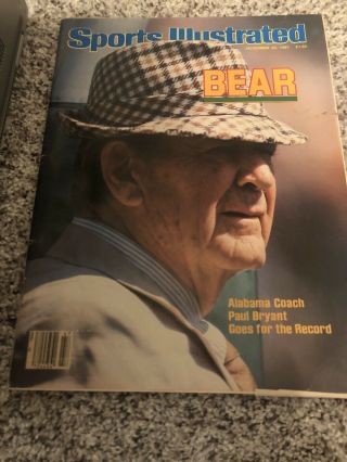 Coach Paul Bear Bryant Alabama Crimson Tide Sports Illustrated - November 1981