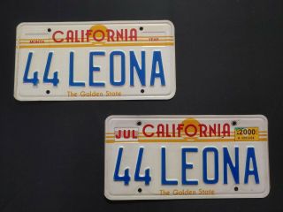 California Sunset Vanity License Plate Pair - 44 Leona