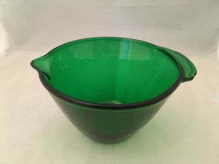Vintage Anchor Hocking Forest Green Glass Tab Handle Batter 7.  5 " Bowl Pour Spout