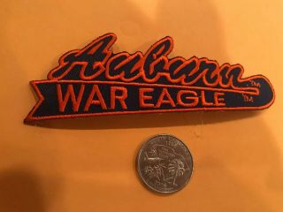 Auburn Tigers " War Eagle " Vintage Embroidered Iron On Patch Nos 4.  5” X 1.  5”