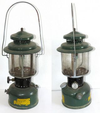 Vtg AGM Gas Lantern American Gas Machine Coleman Glass Green Single Mantle 3