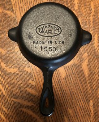 Vintage Wagner Ware 1050 Cast - Iron Skillet 3 - Double Spout Ashtray Made In Usa