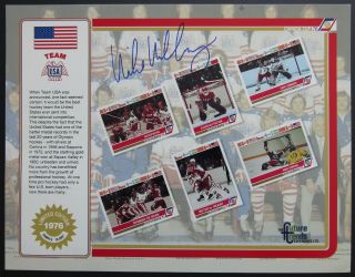 1976 Canada Cup Hockey Team Usa Mike Milbury Autographed Promo Sheet Vintage