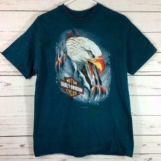 Vtg Men’s 90’s 1994 Harley Davidson Blue Eagle Claw Shirt Med Colorado Cotton C