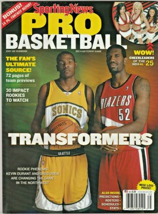 Kevin Durant 2007 - 08 Sporting News Nba Preview Mag,  Newsstand Issue,  No Label Ex