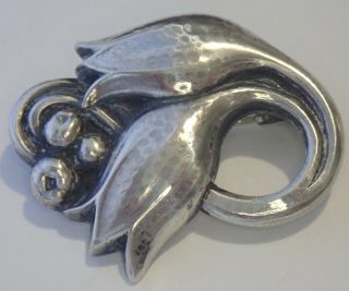 Antique Arts & Crafts Georg Jensen Hand Wrought Sterling Silver Flower Brooch