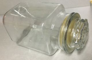 Vintage Anchor Hocking USA Clear Glass Square Apothecary Storage Jar,  Seal & Lid 2