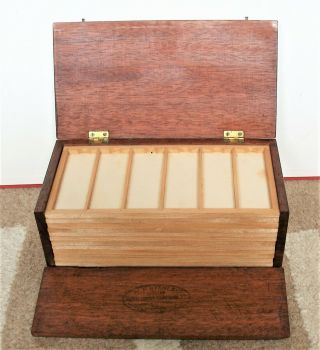 Antique Mahogany? Microscope Slide Case,  By W.  F.  Stanley,  12,  Pine Trays