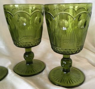 Set Of 4 Vintage Bartlett Collins Manhattan Green Goblets,  Water Or Wine Glasses 3