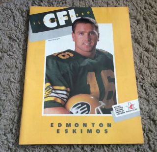 1986 Cfl Game Program Edmonton Eskimos Vs B.  C.  Lions Matt Dunigan Cover