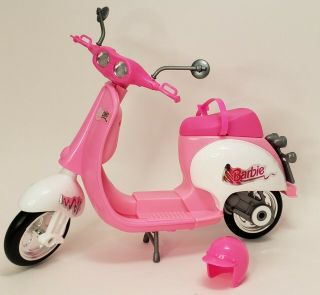 Vintage 1997 Barbie Pink White Motor Scooter Mattel W Helmet Mirrors Seatbelt