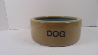 Vintage Bretby (?) Stoneware Pottery Dog Bowl Crock Dish 2.  5 " X 7 " Heavy England