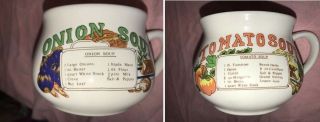2 Vintage Soup Recipe Ceramic Mug Bowls With Handles